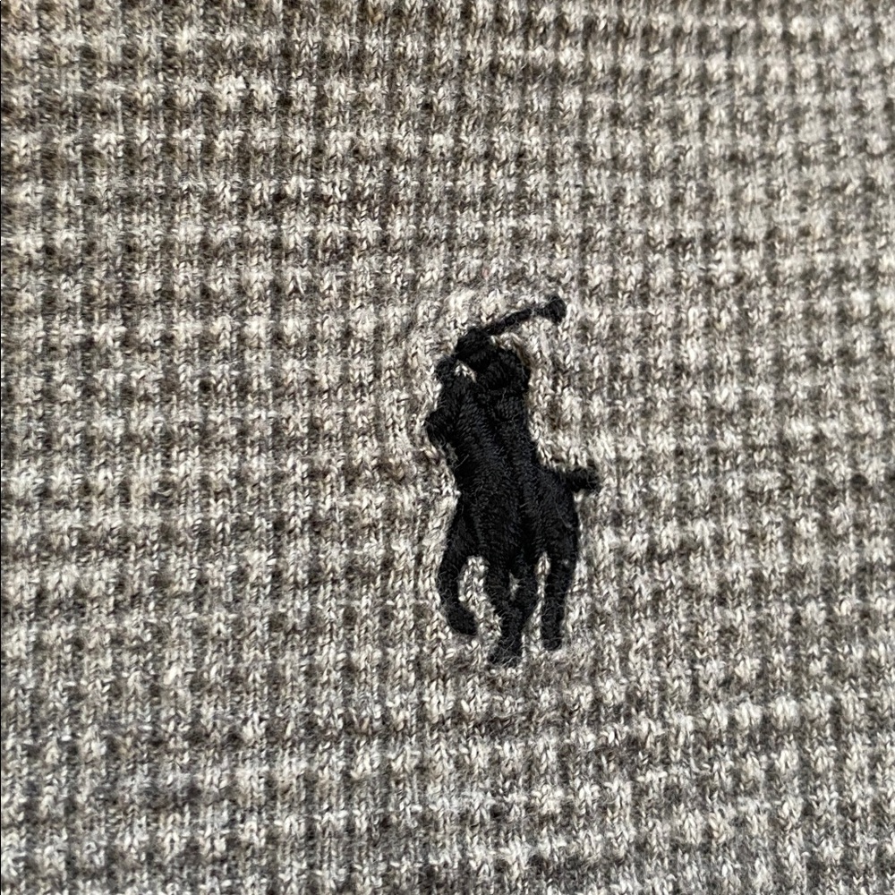 Polo Ralph Lauren gray waffle thermal knit long sleeve tee Sz S - Picture 3 of 5